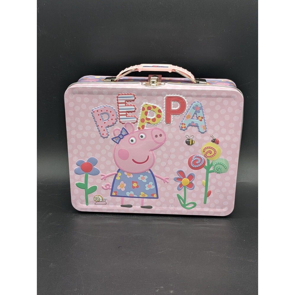 Peppa Pig Metal Tin Lunch Box Carry Case with Handle